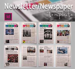 indesign模板－时事周刊(5种首页布局/16页)：Newsletter Newspaper Template